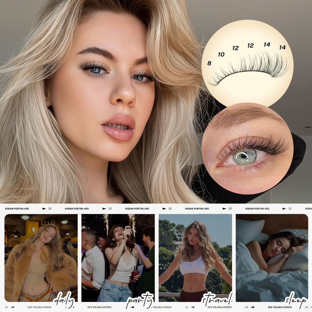 wiwoseo Flaunt Short Lash Clusters Kit – Venus Wispy Lashes, 8-14mm, C-Curl Extensions
