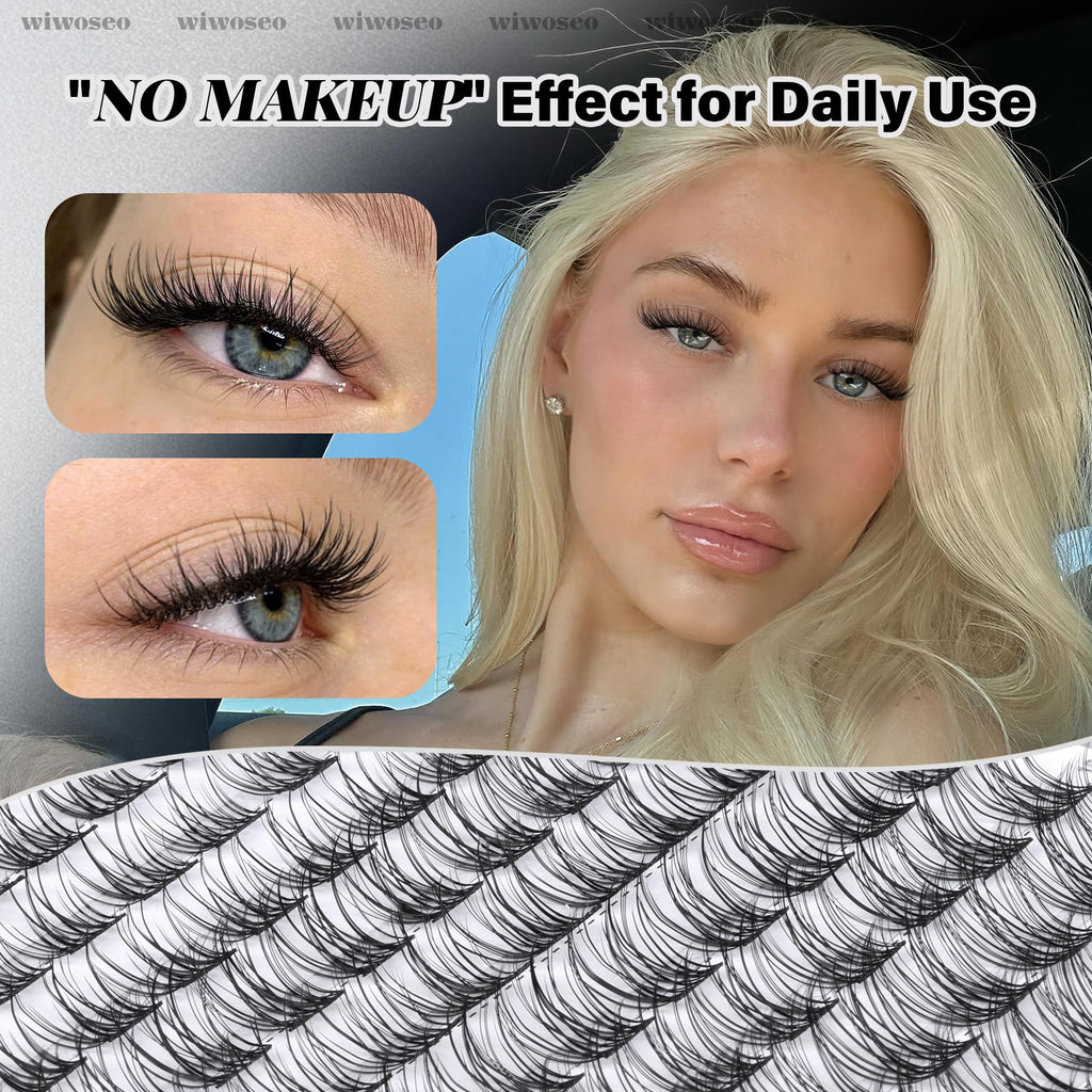 wiwoseo Natural Lash Clusters 8-14mm Wispy Lashes — Beginner-Friendly Short Band