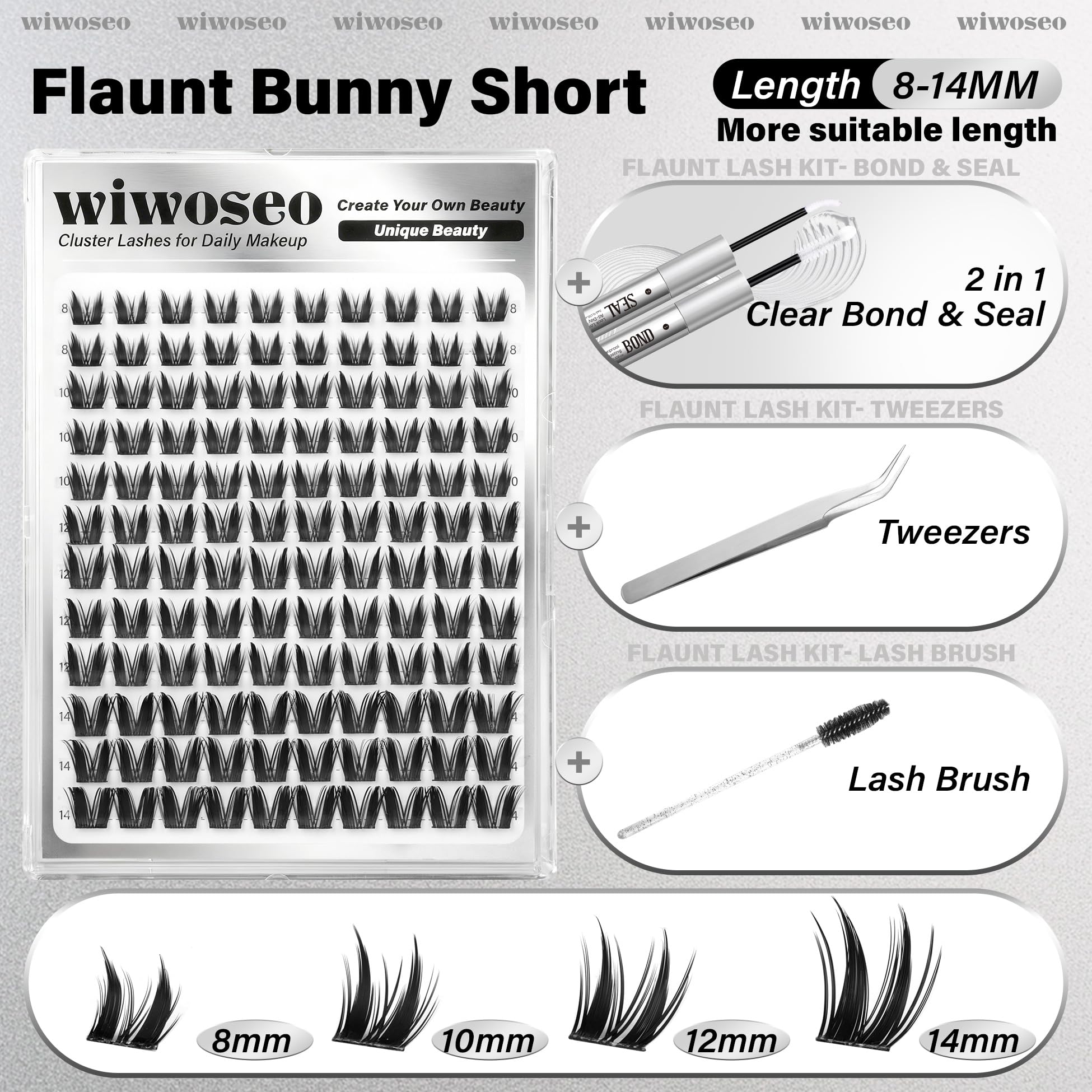 wiwoseo Bunny Lash Clusters Kit – Manga Lashes with Spikes for a Salon Look