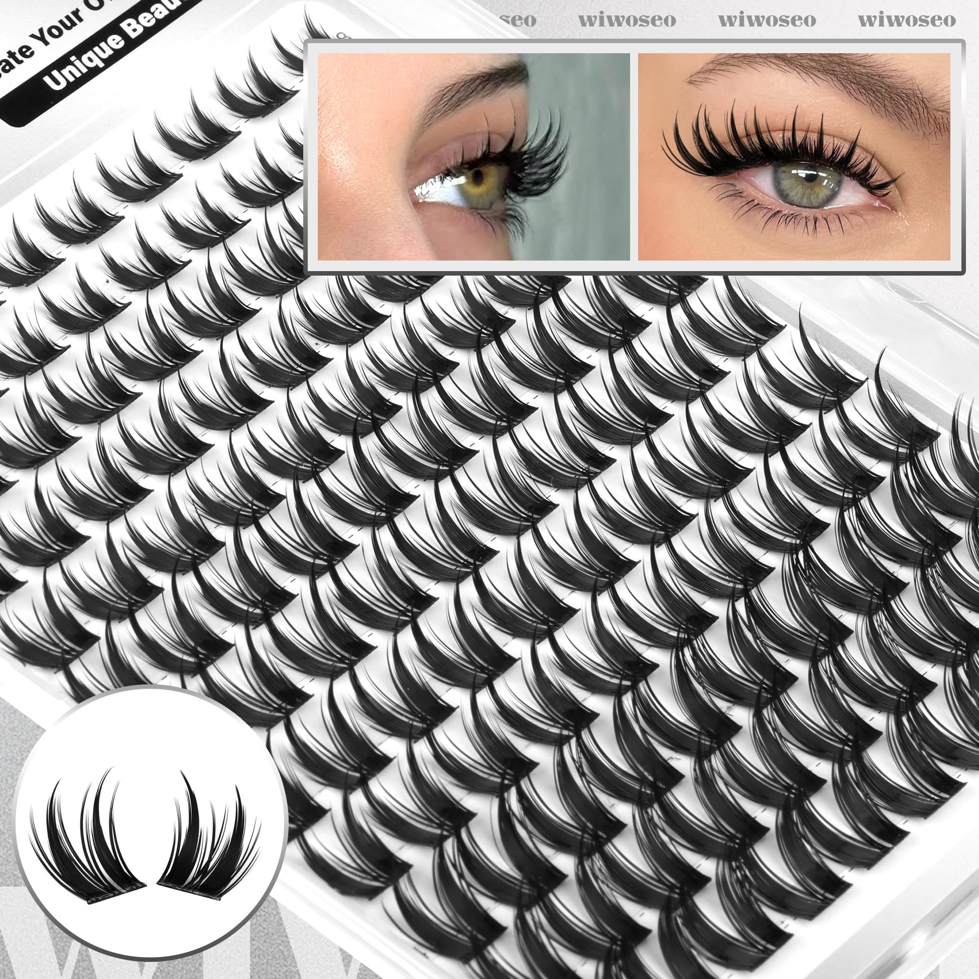 wiwoseo Bunny Lash Clusters Kit – Manga Lashes with Spikes for a Salon Look