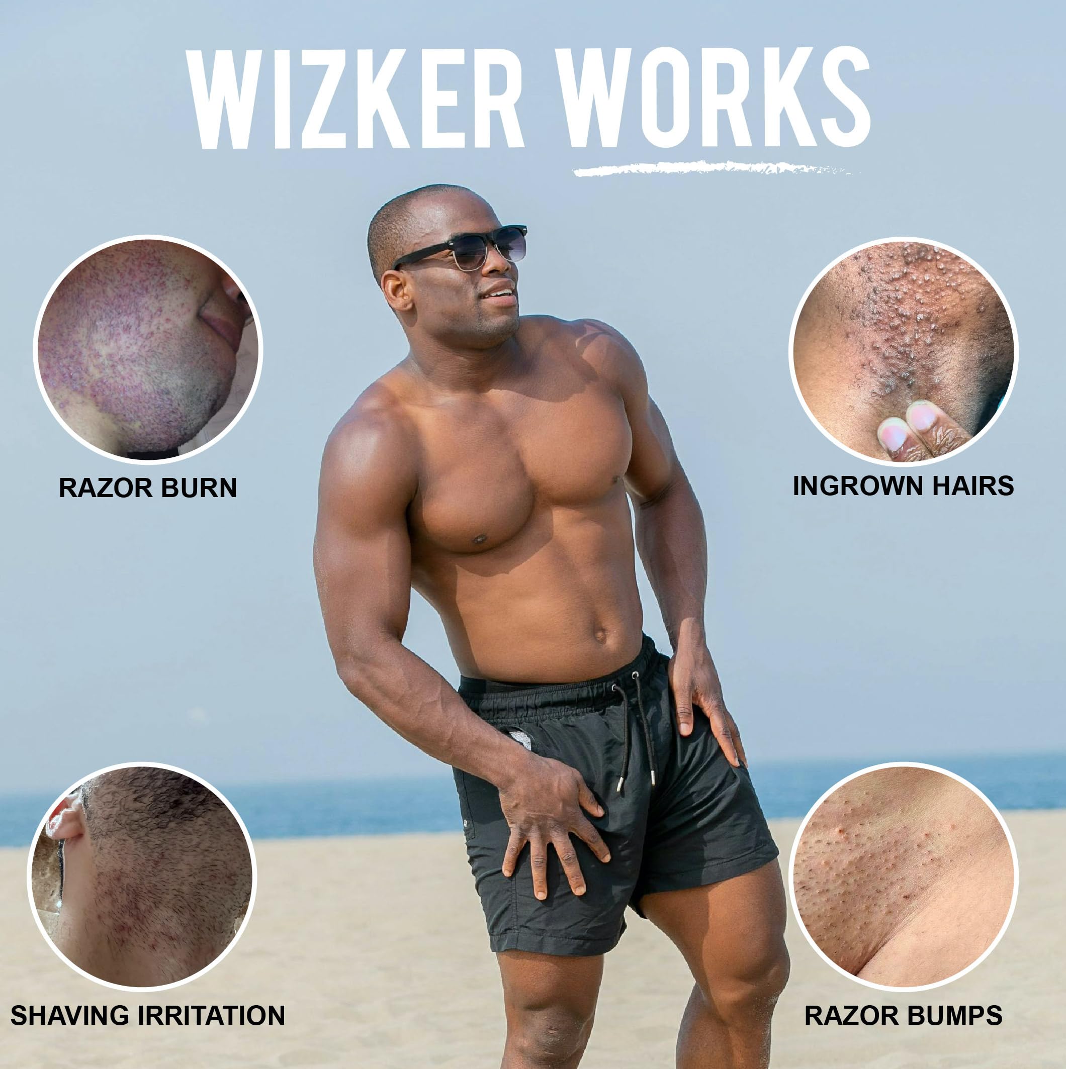 WIZKER Premium Ingrown Hair Exfoliating Brush – 2-in-1 Soft & Firm Face & Body Exfoliator
