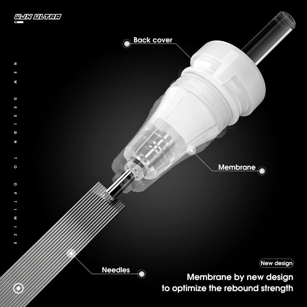 WJX Ultra Tattoo Cartridges 1011RL – 20Pcs Round Liner Bugpin Needles for Most Tattoo Guns