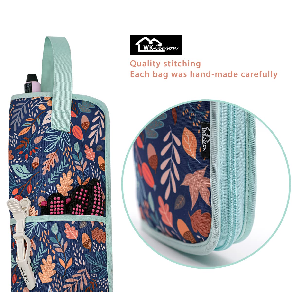 WK IEASON Hair Flat Iron Case Holder – Heat-Resistant Canvas Bag for Hair Tools