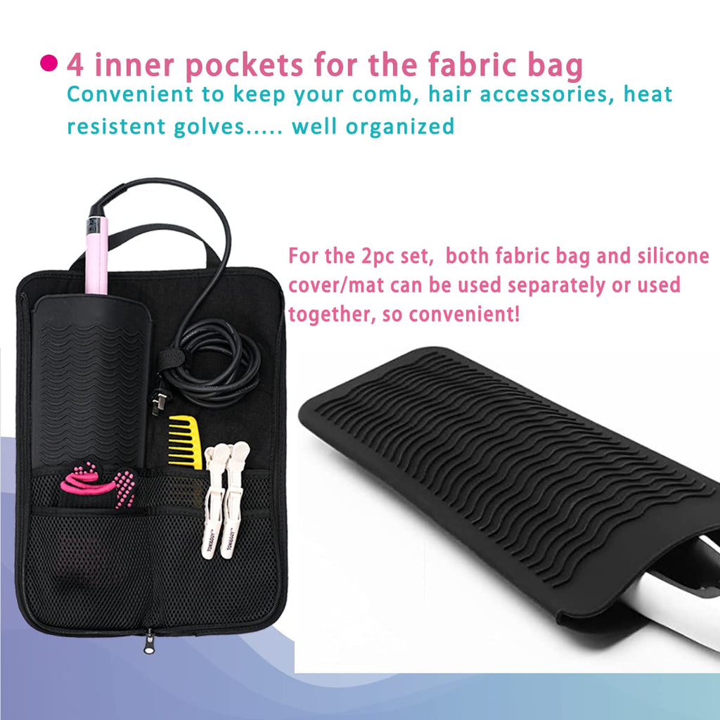 WK IEASON Hair Flat Iron Case Holder – Heat-Resistant Canvas Bag for Hair Tools