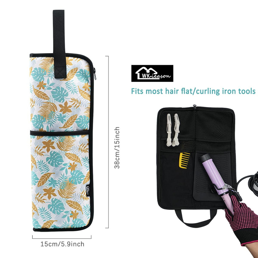 WK IEASON Hair Flat Iron Case Holder – Heat-Resistant Canvas Bag for Hair Tools