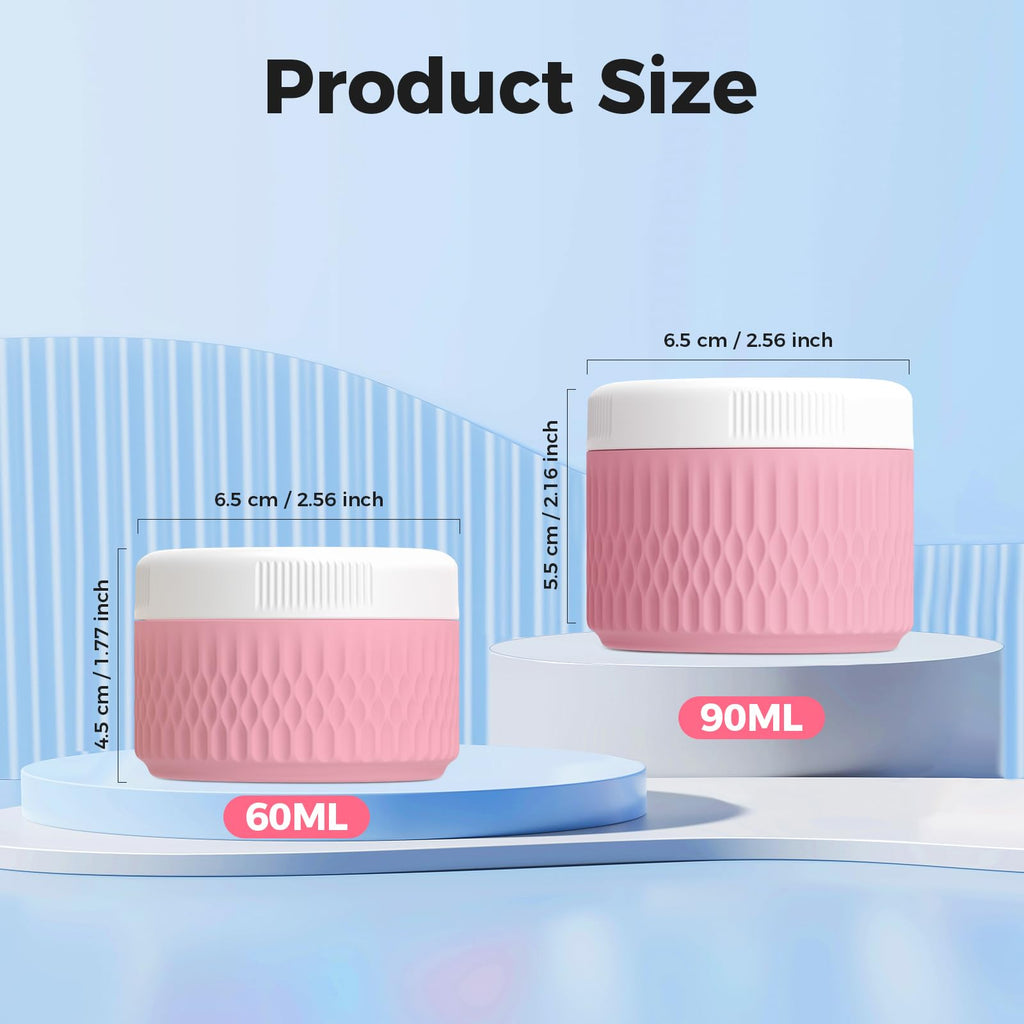 WLEAD BPA Free Silicone Cream Jars - 2oz TSA Travel Containers, Leak-Proof with Lid