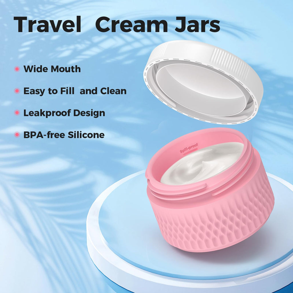 WLEAD BPA Free Silicone Cream Jars - 2oz TSA Travel Containers, Leak-Proof with Lid