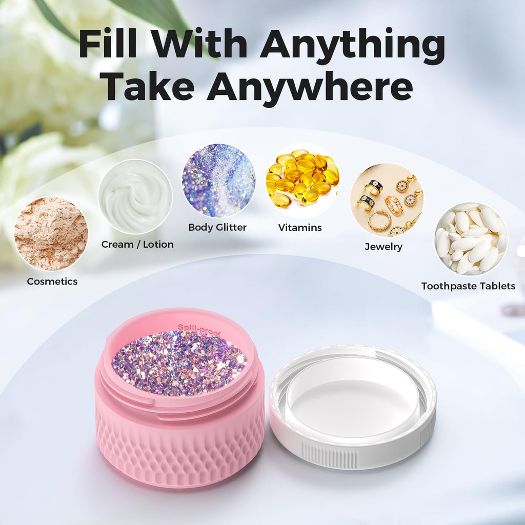 WLEAD BPA Free Silicone Cream Jars - 2oz TSA Travel Containers, Leak-Proof with Lid
