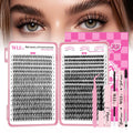 WLFRHD WLF Lash Clusters Kit – 640 Pcs 30D+40D D-Curl Eyelash Extensions Kit with Bond, Seal, Remover, Tweezers & Brush