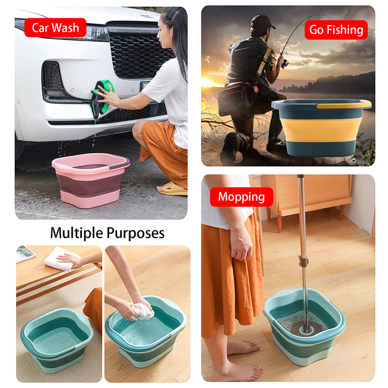 WMHYLYH Collapsible Foot Spa Massager – Foldable 15L Foot Bath with 120 Massage Points