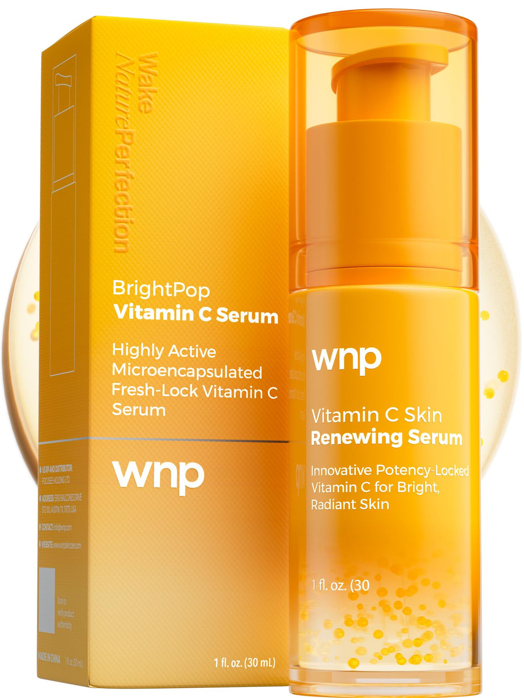WNP Vitamin C Serum for Face – Dermatologist Tested Brightening Serum with Hyaluronic Acid & Vitamin E
