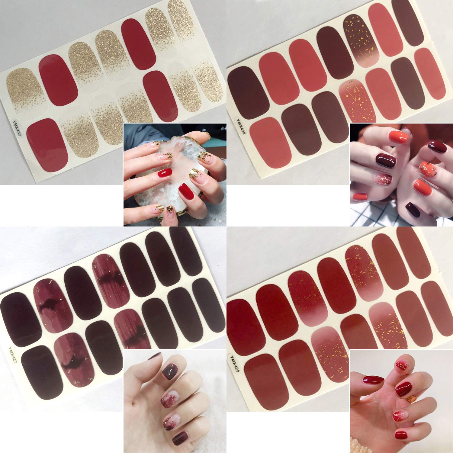 WOKOTO 20 Sheets Nail Polish Stickers Set – Gradient & Ombre Wraps + 1 File