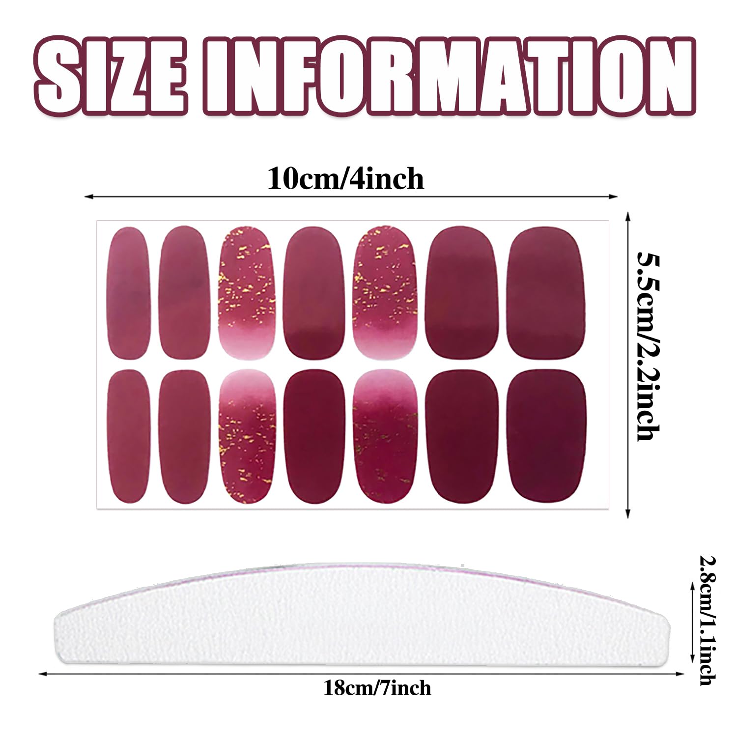 WOKOTO 20 Sheets Red Solid & Gradient Nail Polish Wraps – Easy Peel Semi-Gloss Nail Stickers