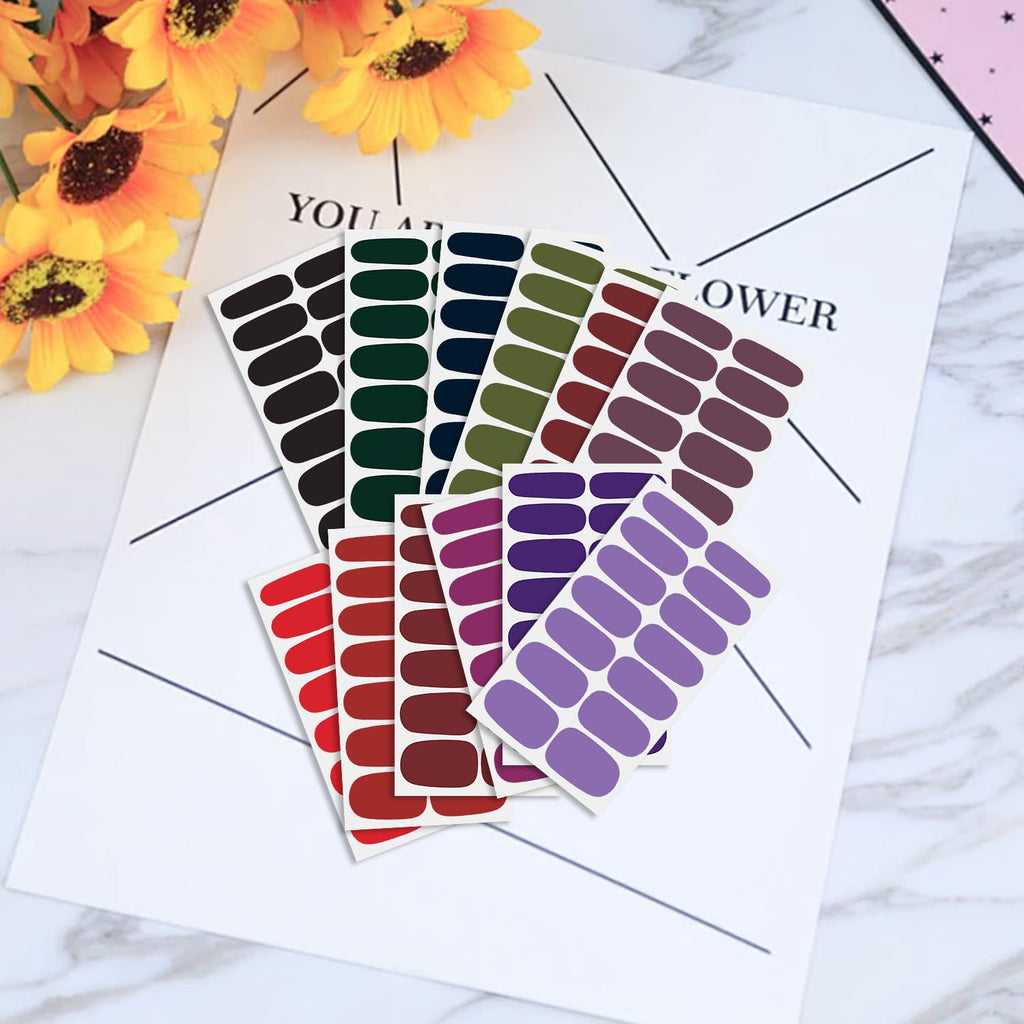 WOKOTO 20 Sheets Solid Nail Polish Strips – Mix-Color Designs, 7 Sizes, Nail File Kit