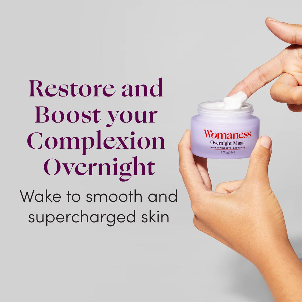 Womaness Overnight Magic Night & Day Cream – 1.7oz Hyaluronic Acid & Bakuchiol