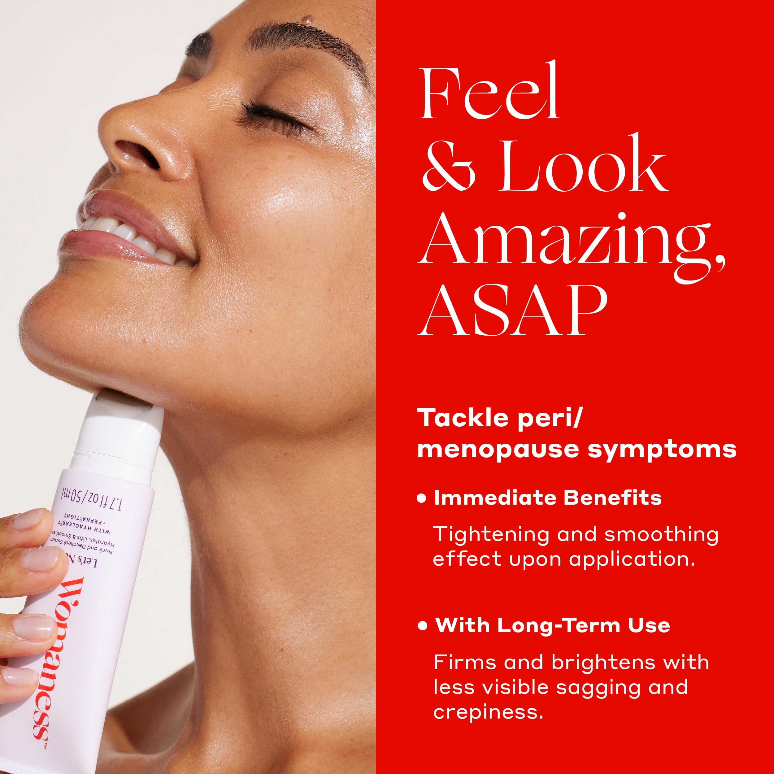 Womaness Let’s Neck Serum – Neck Tightening, Lifting & Hydration with Cooling Roller (50ml)