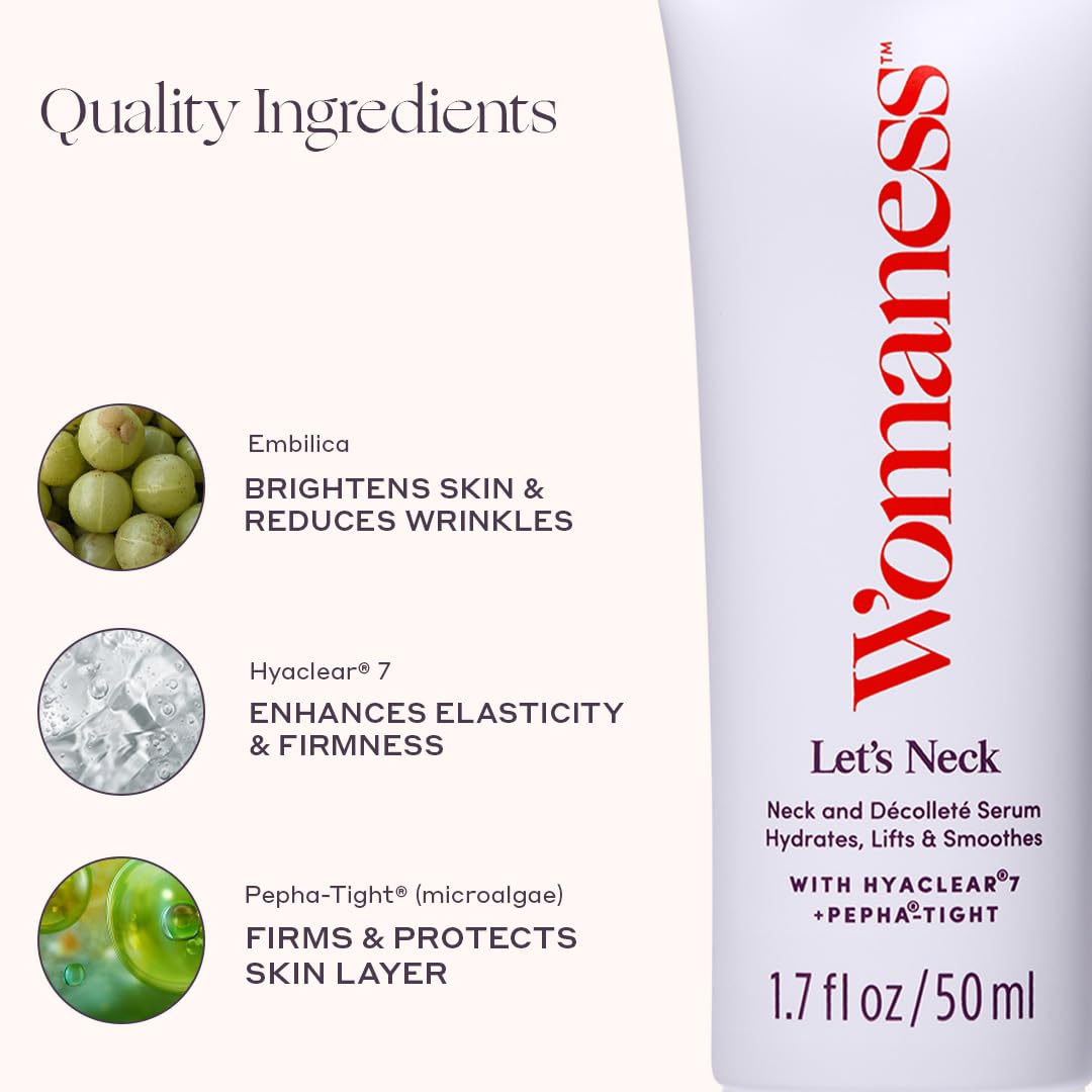 Womaness Let’s Neck Serum – Neck Tightening, Lifting & Hydration with Cooling Roller (50ml)