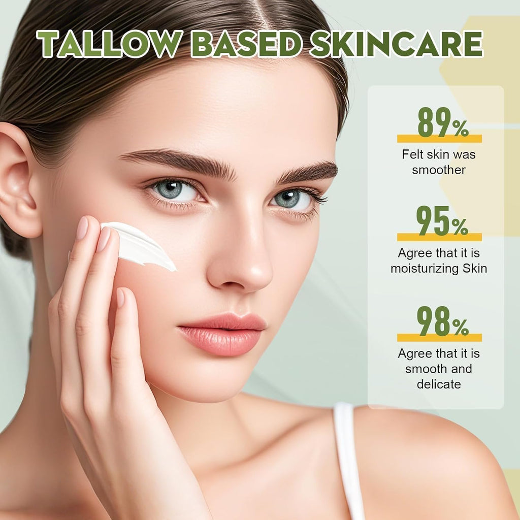 WOMEIKI Beef Tallow Moisturizer – Unscented Grass-Fed Face & Body Balm with Honey & Beeswax