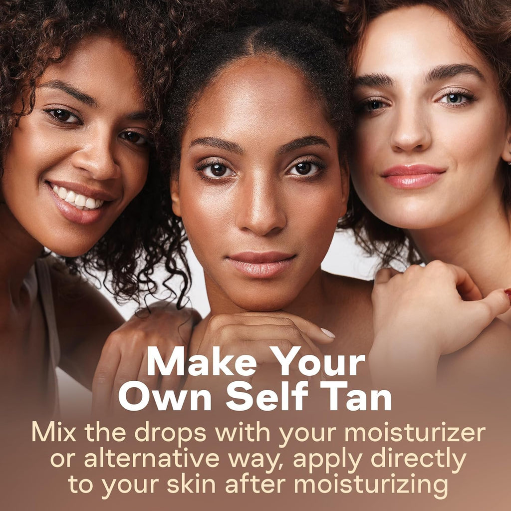 WONDER FAMILY Self Tanning Drops Kit with Exfoliating Mitt – Customizable Color, Aloe & Hyaluronic, Made in Korea