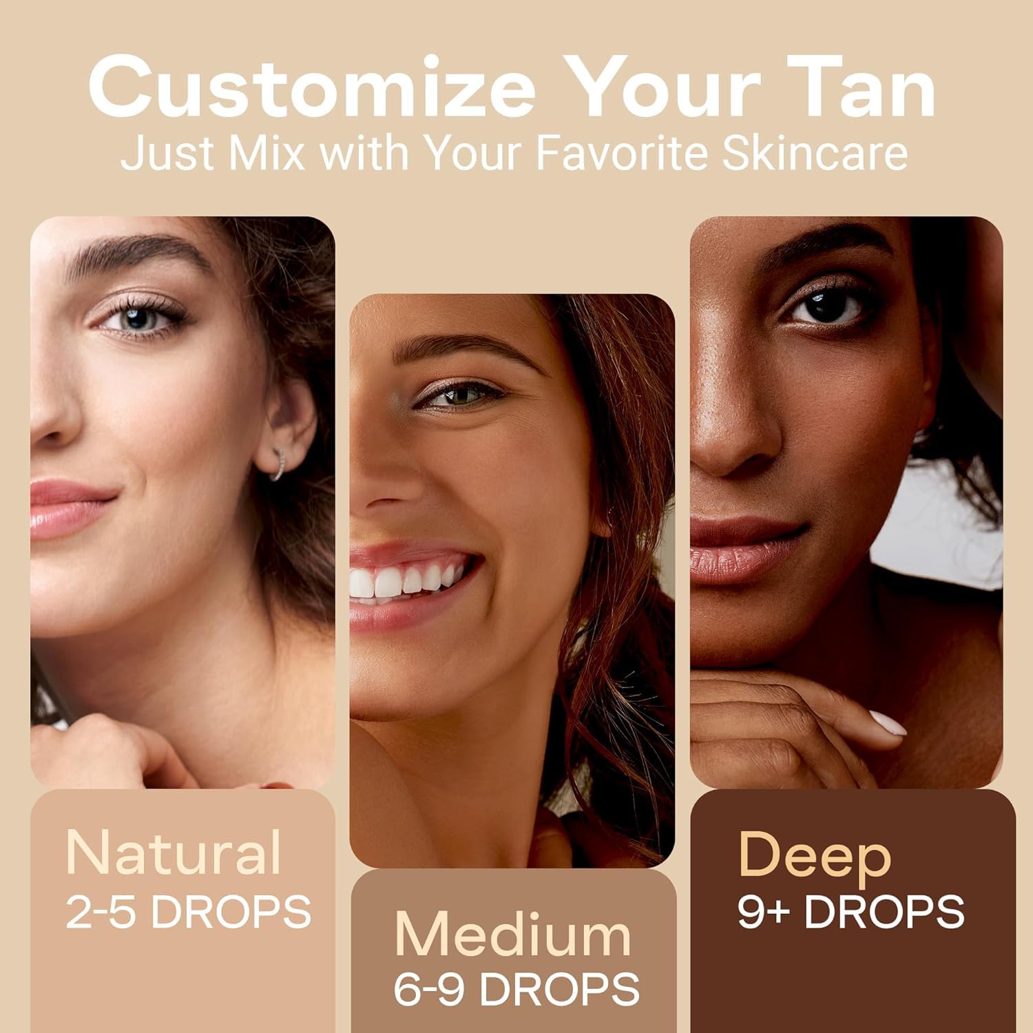 WONDER FAMILY Self Tanning Drops Kit with Exfoliating Mitt – Customizable Color, Aloe & Hyaluronic, Made in Korea