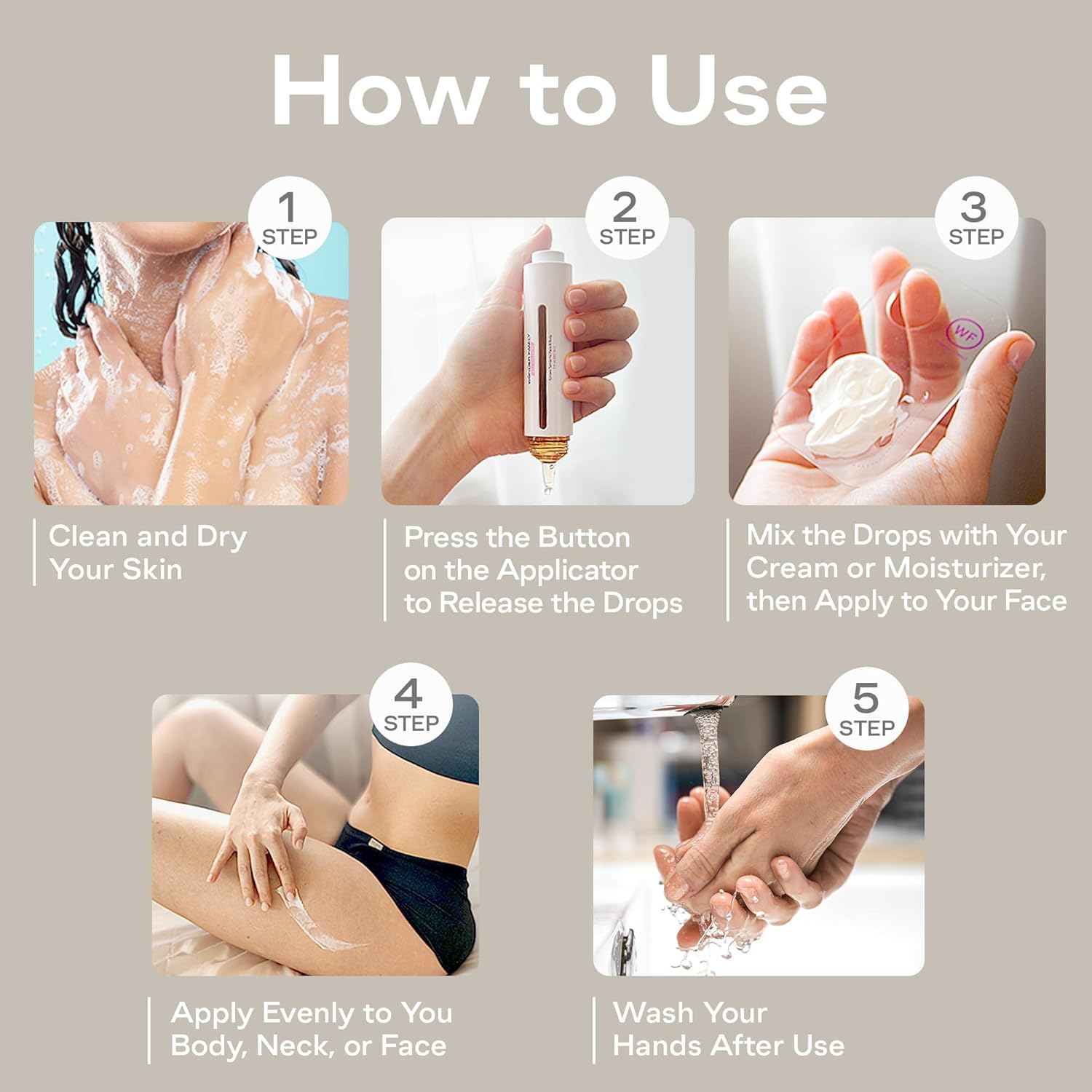 WONDER FAMILY Self Tanning Drops Kit with Exfoliating Mitt – Customizable Color, Aloe & Hyaluronic, Made in Korea