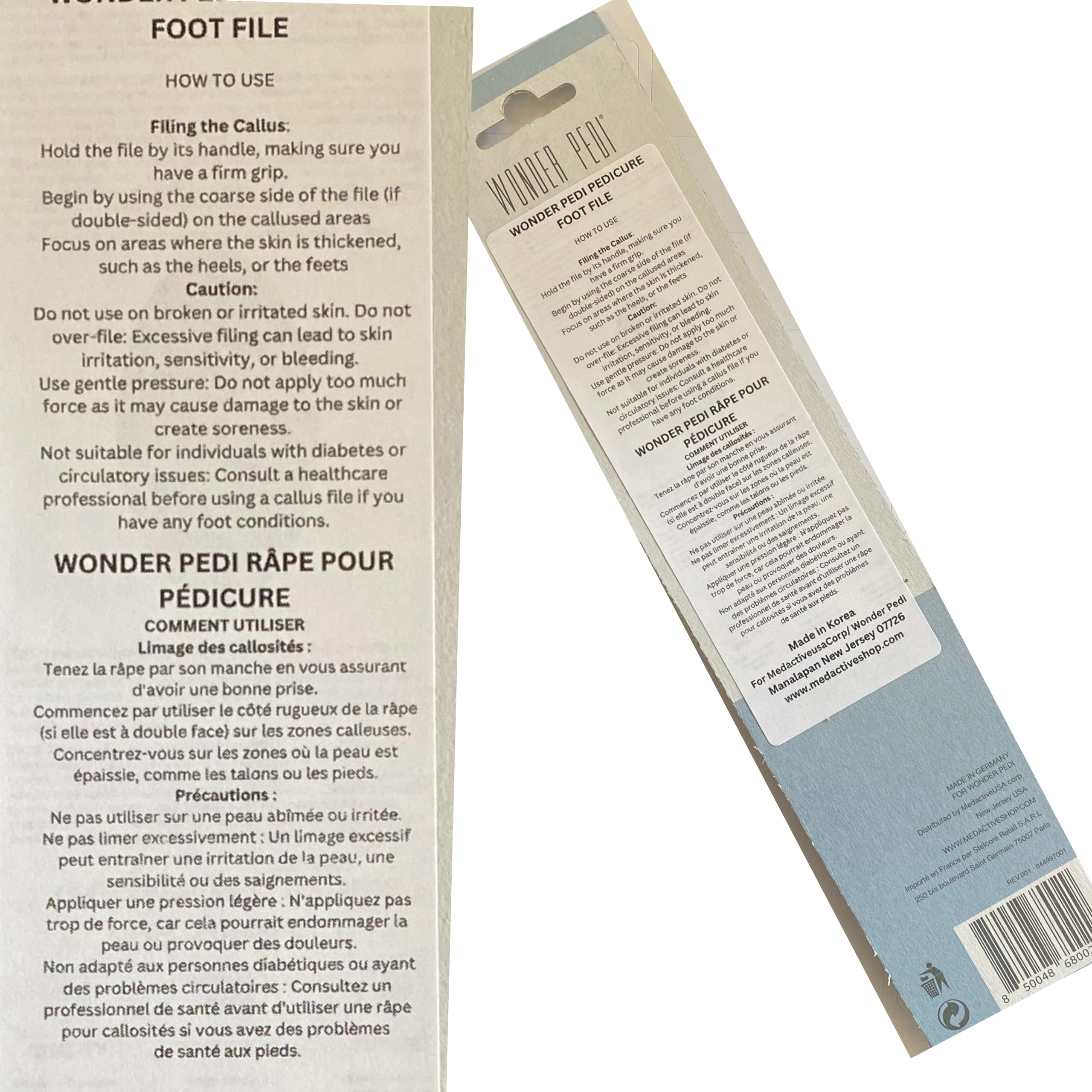 Wonder Pedi German-Made Double-Sided Foot File | Stainless Steel Pedicure Tool