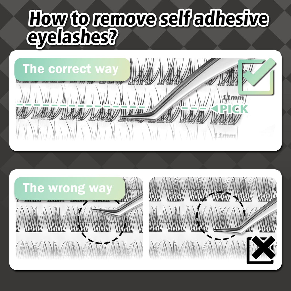 WONSIS Self-Adhesive Eyelashes – 156 Clusters, No Glue, Invisible Band