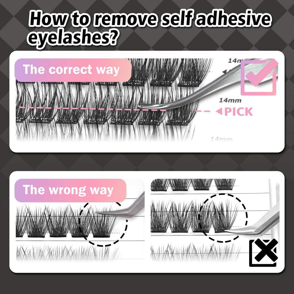 WONSIS Self Adhesive Eyelashes – 156-Cluster Mix, No Glue Needed, Invisible 2-Strip Tape