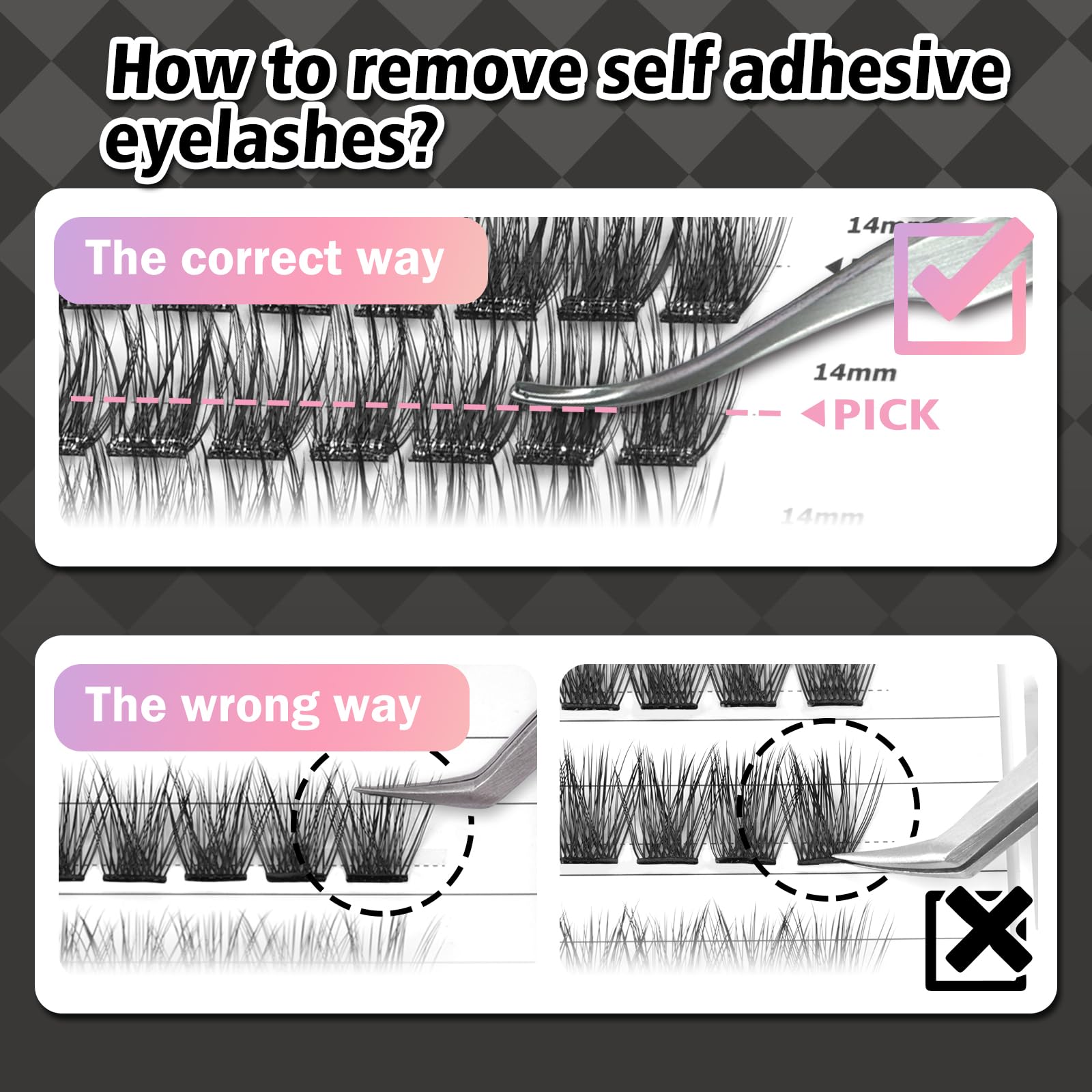 WONSIS Self Adhesive Eyelashes – 156-Cluster Mix, No Glue Needed, Invisible 2-Strip Tape