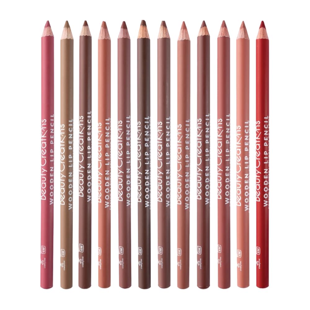 12-Color Wooden Lip Liner Set — High Pigment, Long-Wearing, Smudge-Resistant