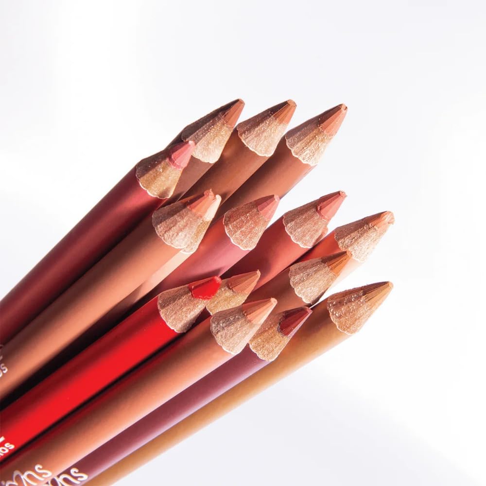 12-Color Wooden Lip Liner Set — High Pigment, Long-Wearing, Smudge-Resistant