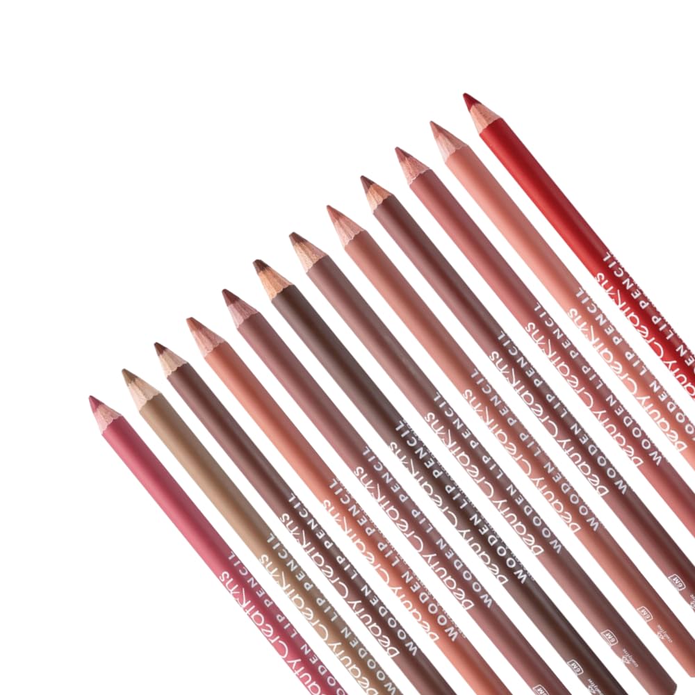 12-Color Wooden Lip Liner Set — High Pigment, Long-Wearing, Smudge-Resistant