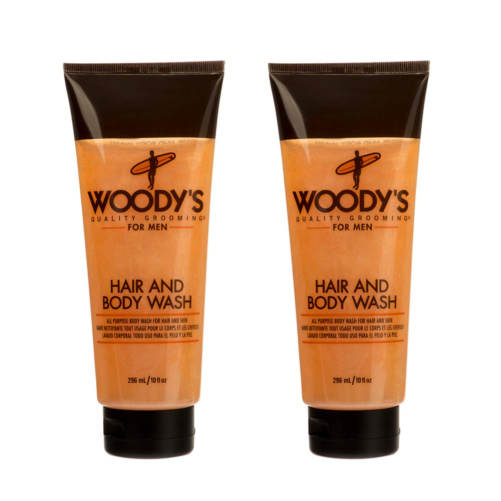 Woodys 2-in-1 Hair & Body Wash for Men - Sulfate-Free Cleanser for Deep Cleansing & Hydration (10 oz) - 2 Pack