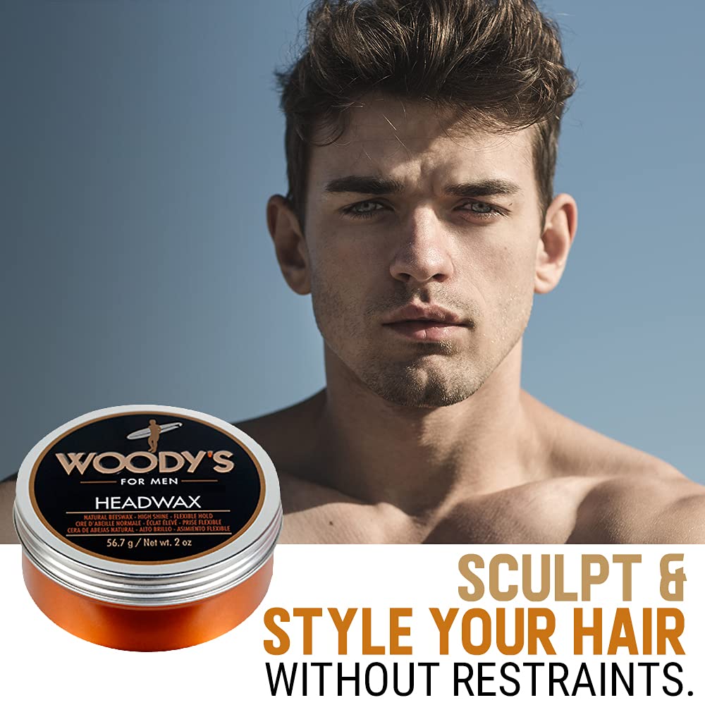 Woody's Headwax Pomade for Men – Flexible Hold, High Shine, Travel Size 2 oz