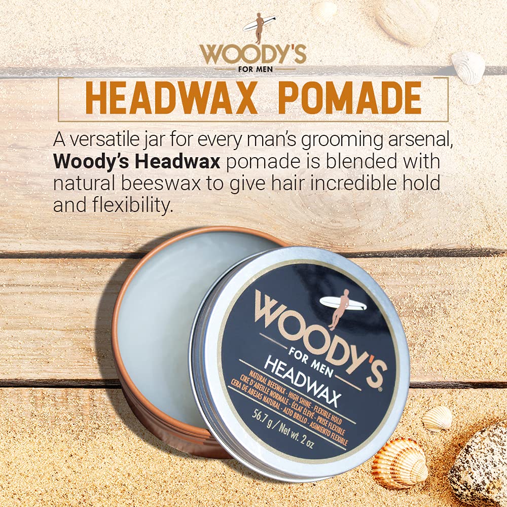 Woody's Headwax Pomade for Men – Flexible Hold, High Shine, Travel Size 2 oz