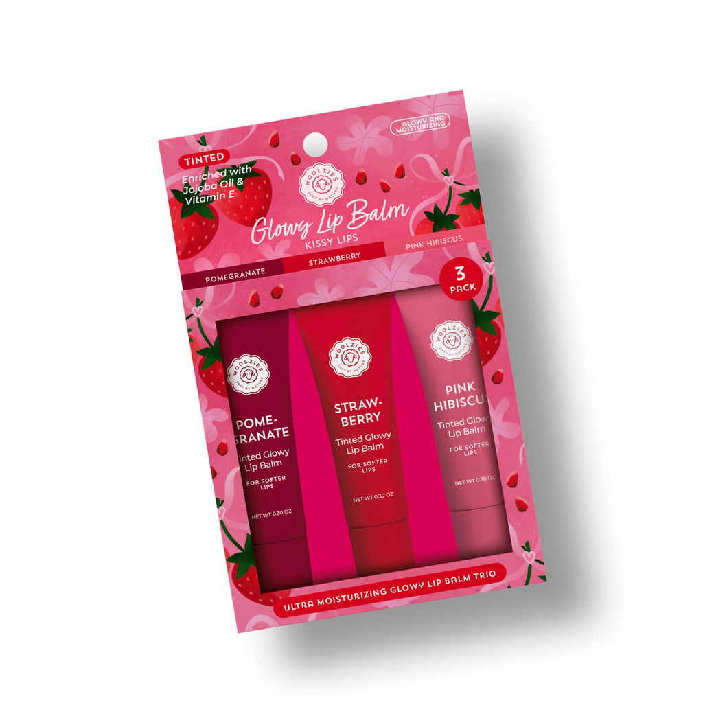 Woolzies Tinted Glowy Lip Balm Trio – Natural Hydration (3 Pack)