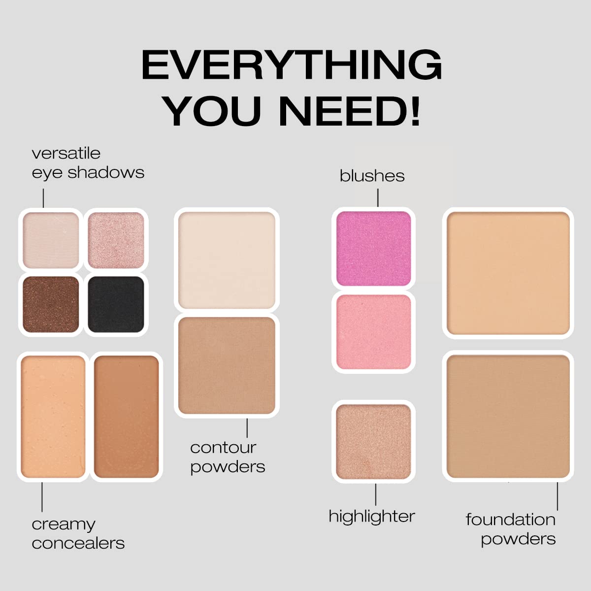 Woosh Beauty Fold Out Face Palette – All-in-One Neutral Makeup Kit (#2.5 Medium Tan)