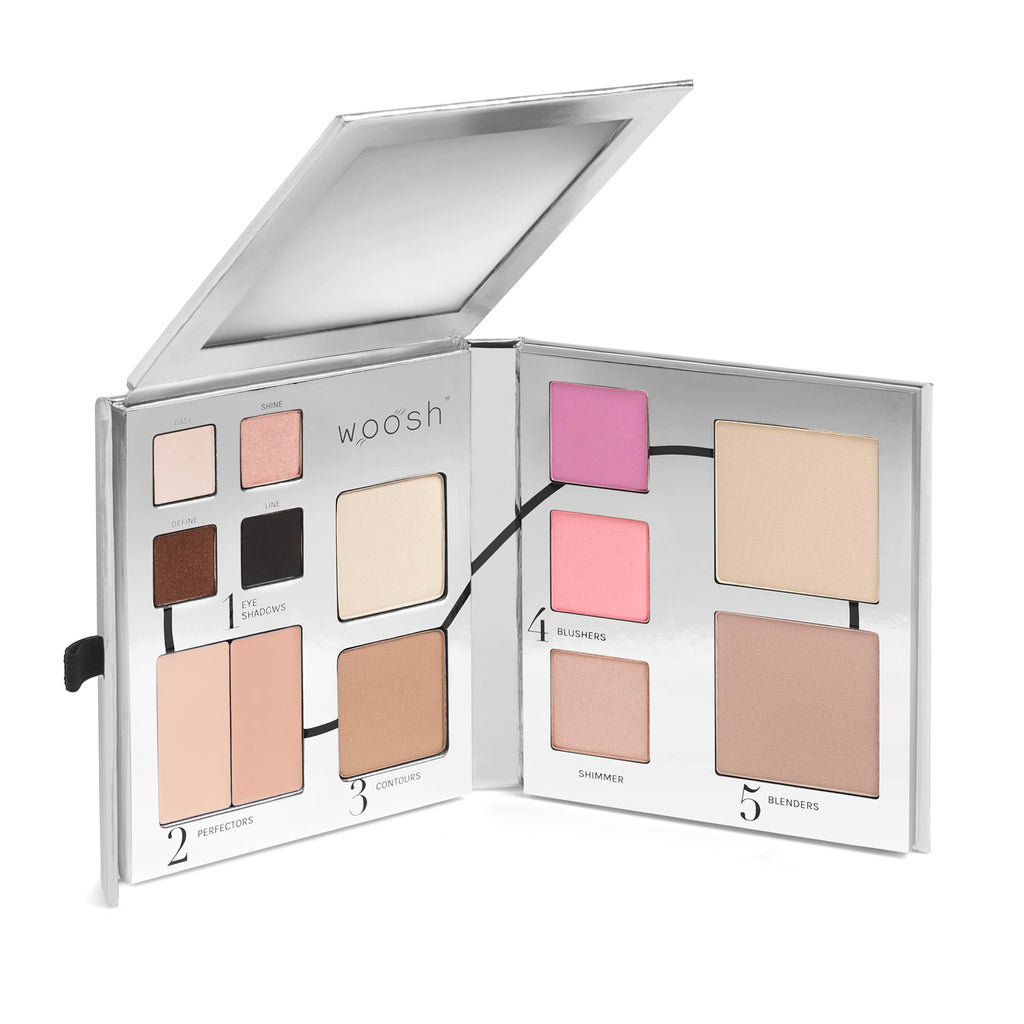Woosh Beauty Fold Out Face Palette – Travel All-in-One Neutral Cream & Powder (#1 Light)