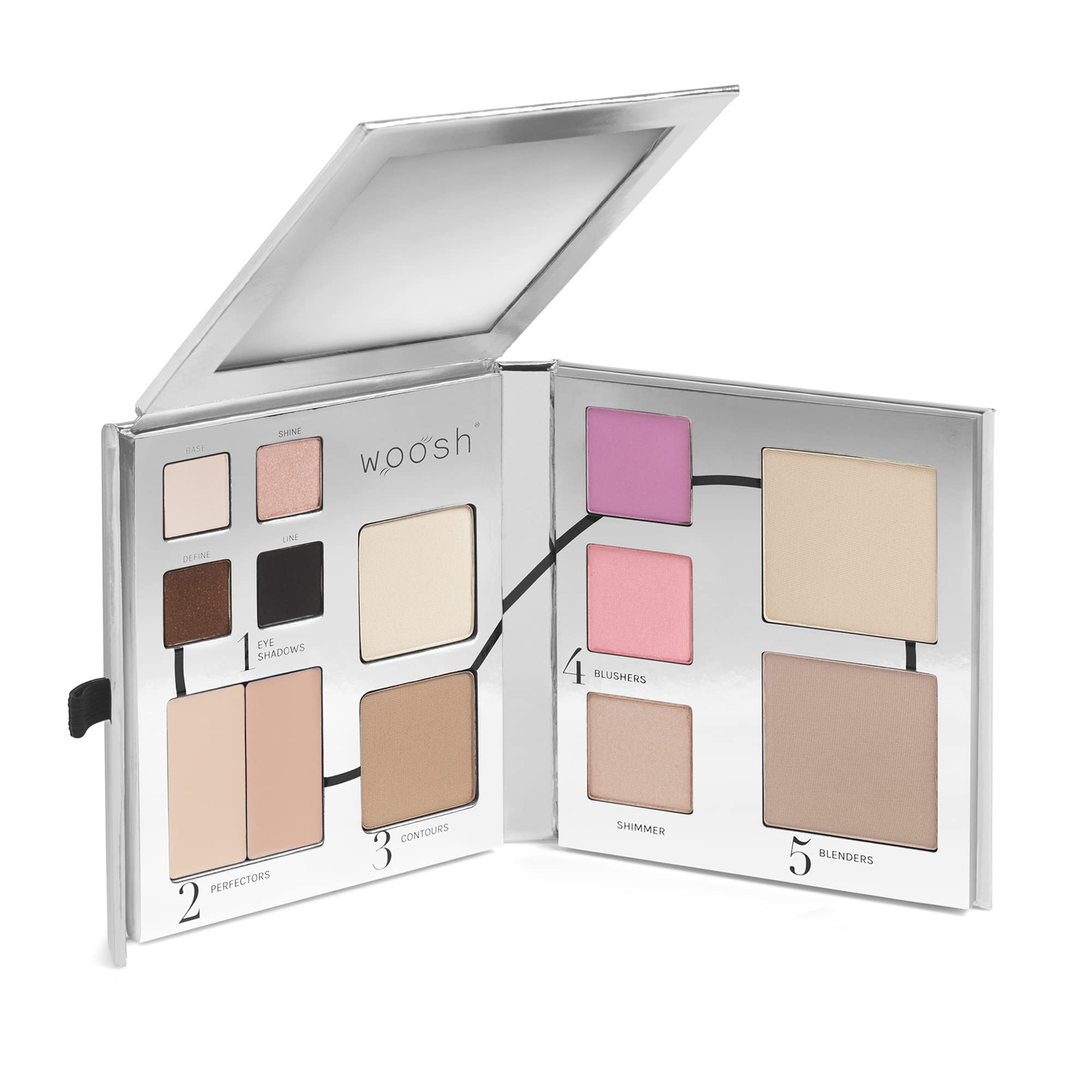 Woosh Beauty Fold Out Face Palette – Travel All-in-One Neutral Cream & Powder (#1 Light)