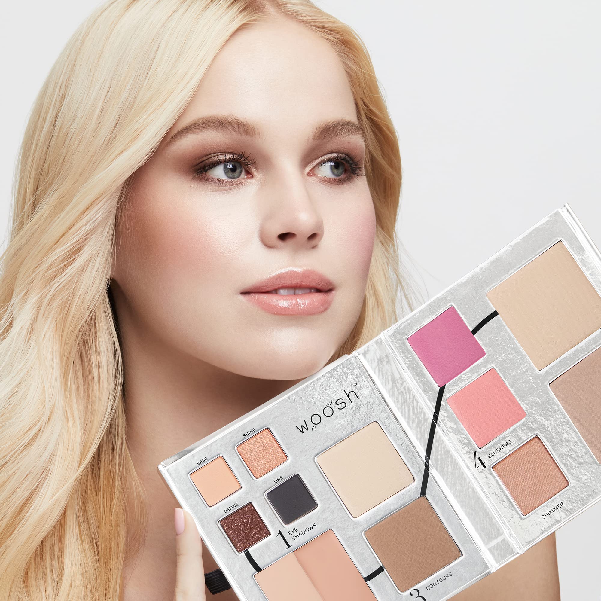 Woosh Beauty Fold Out Face Palette – Travel All-in-One Neutral Cream & Powder (#1 Light)