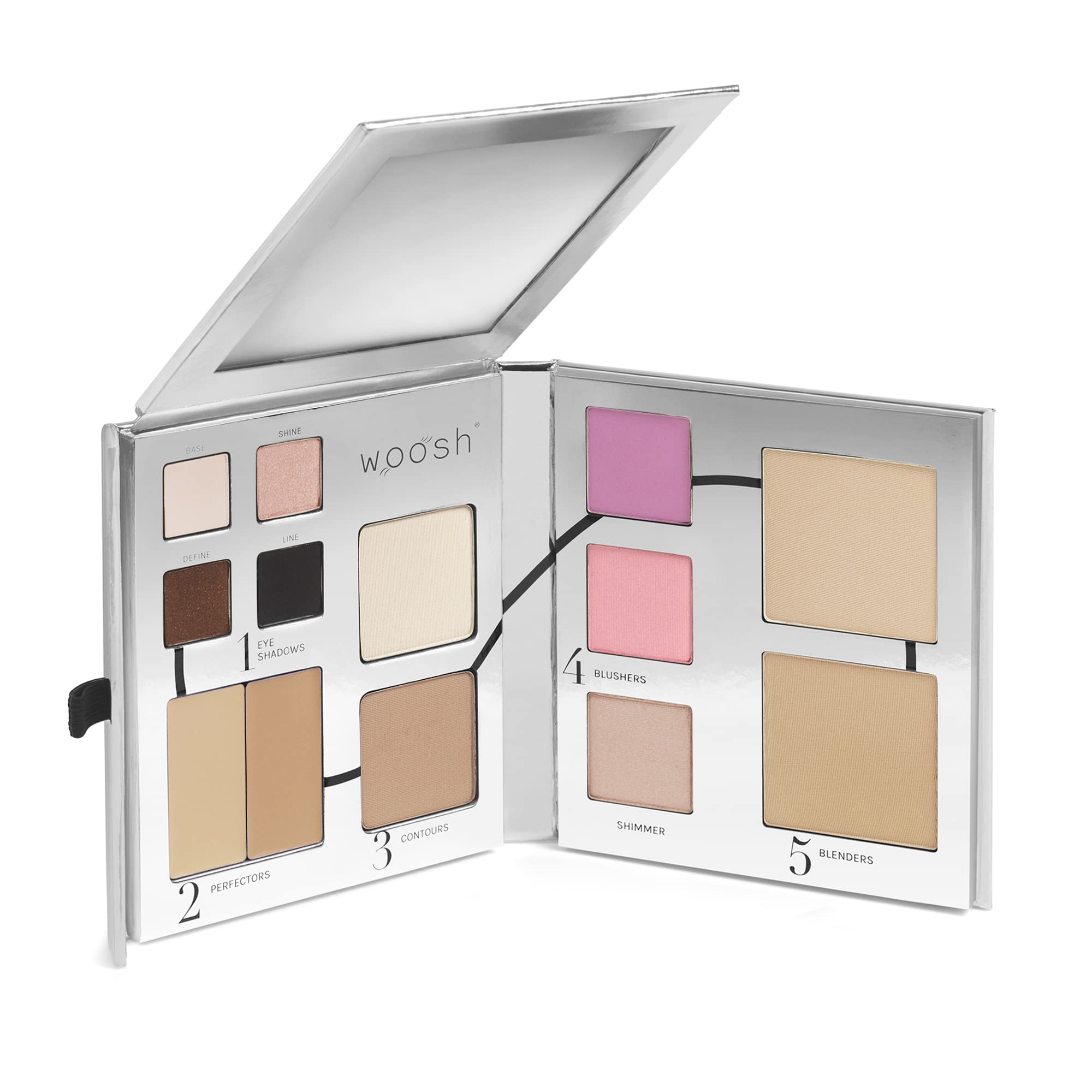 Woosh Beauty Fold-Out Face Palette – Travel All-in-One Makeup Kit (#2 Medium Light)