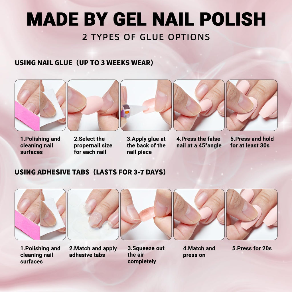 Wooyas Black Press-On Nails Short – Handmade Glossy Square Kit (24 Pcs, Reusable)