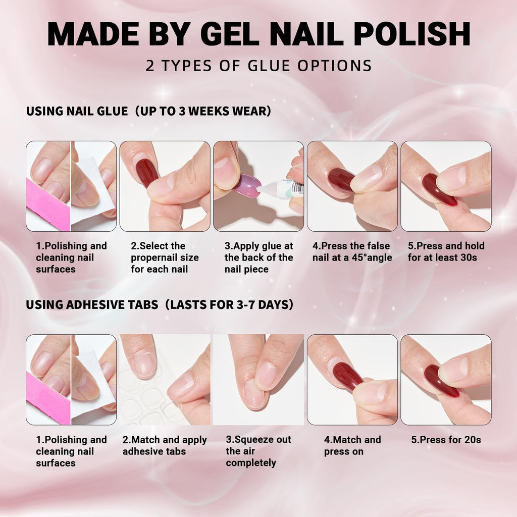 WOOYAS Extra Short Purple Glitter Gel Square Press-On Nails, 24Pcs