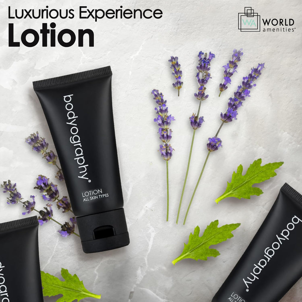 World Amenities Bodyography Lotion 40ml Tube with Flip Top – Pack of 25 | Lightweight, Oil-Free Hydration