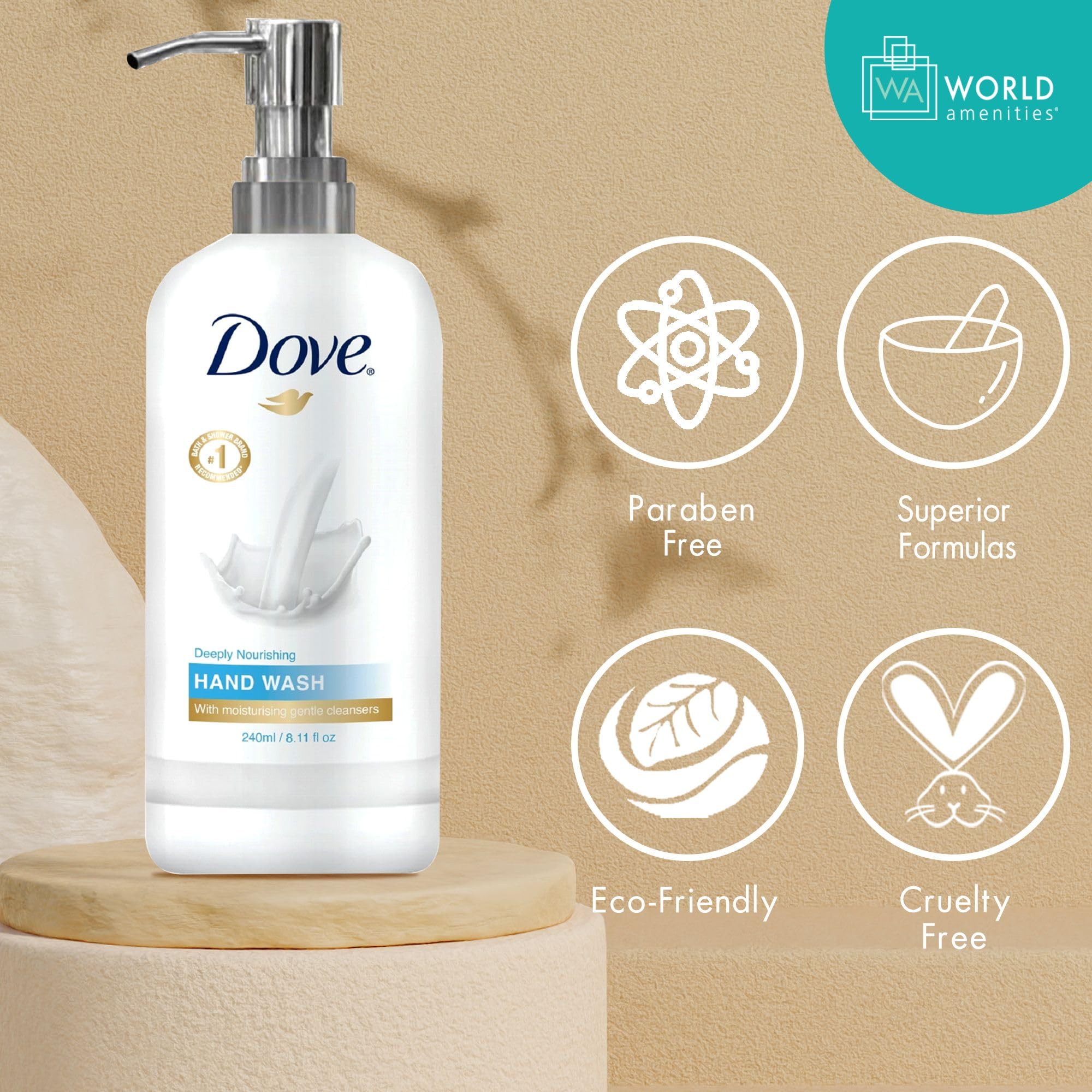 World Amenities Dove Hand Wash – Long-Lasting Deep Moisturizer Foam for Sensitive Skin