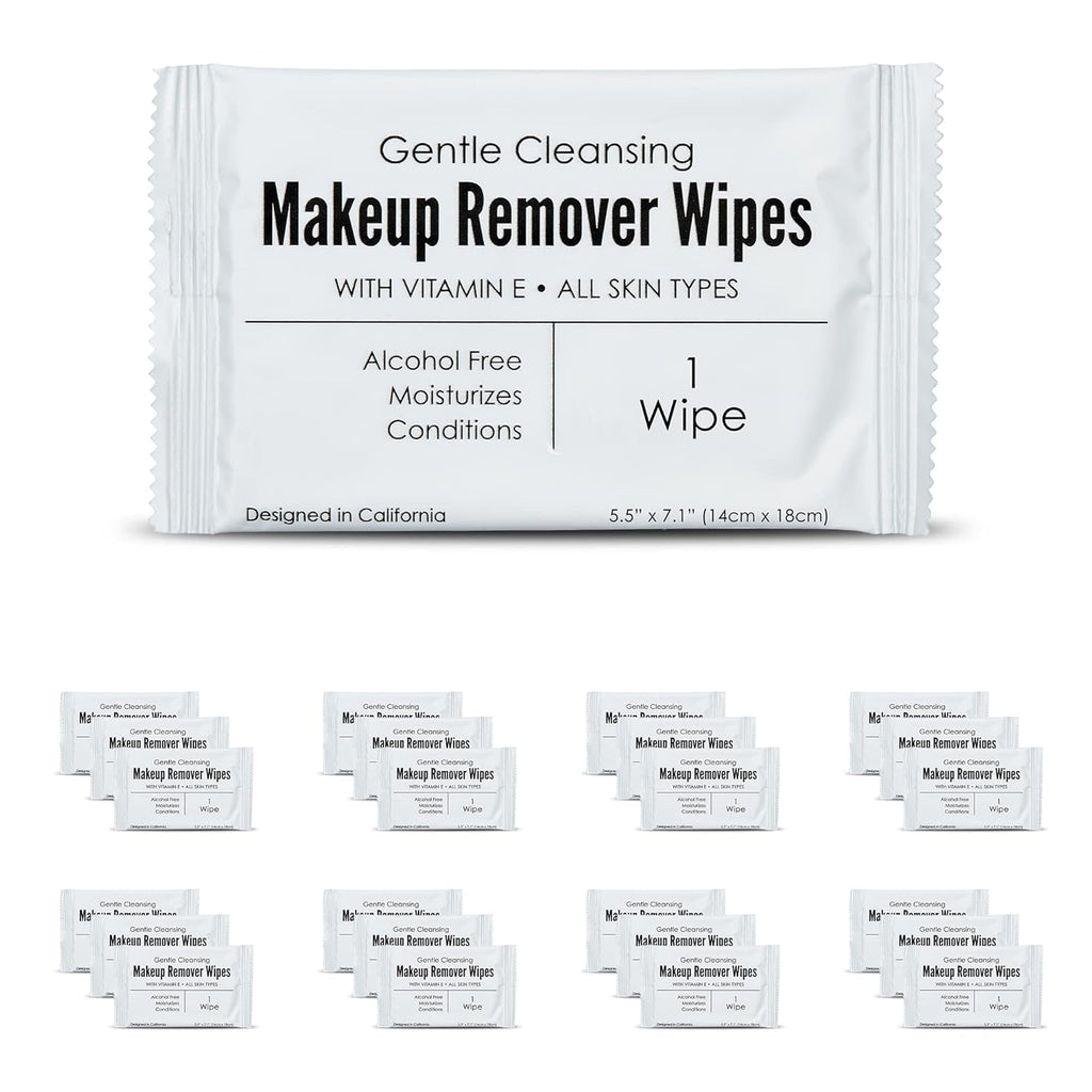 World Amenities Bulk Makeup Remover Wipes – 500 Count, Individually Wrapped, Alcohol-Free, Vitamin E