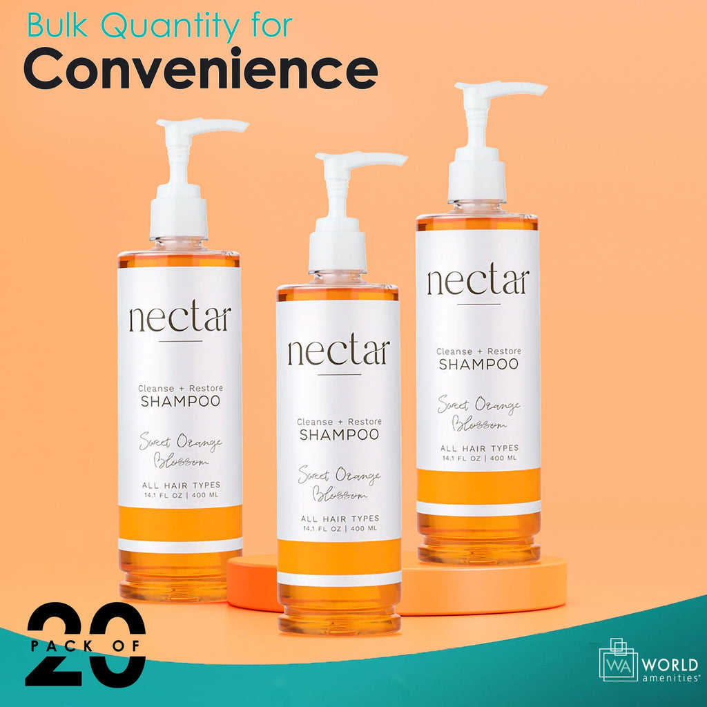 World Amenities Nectar Pump Bottle Hair Shampoo – Orange Blossom Balancing with Vitamins