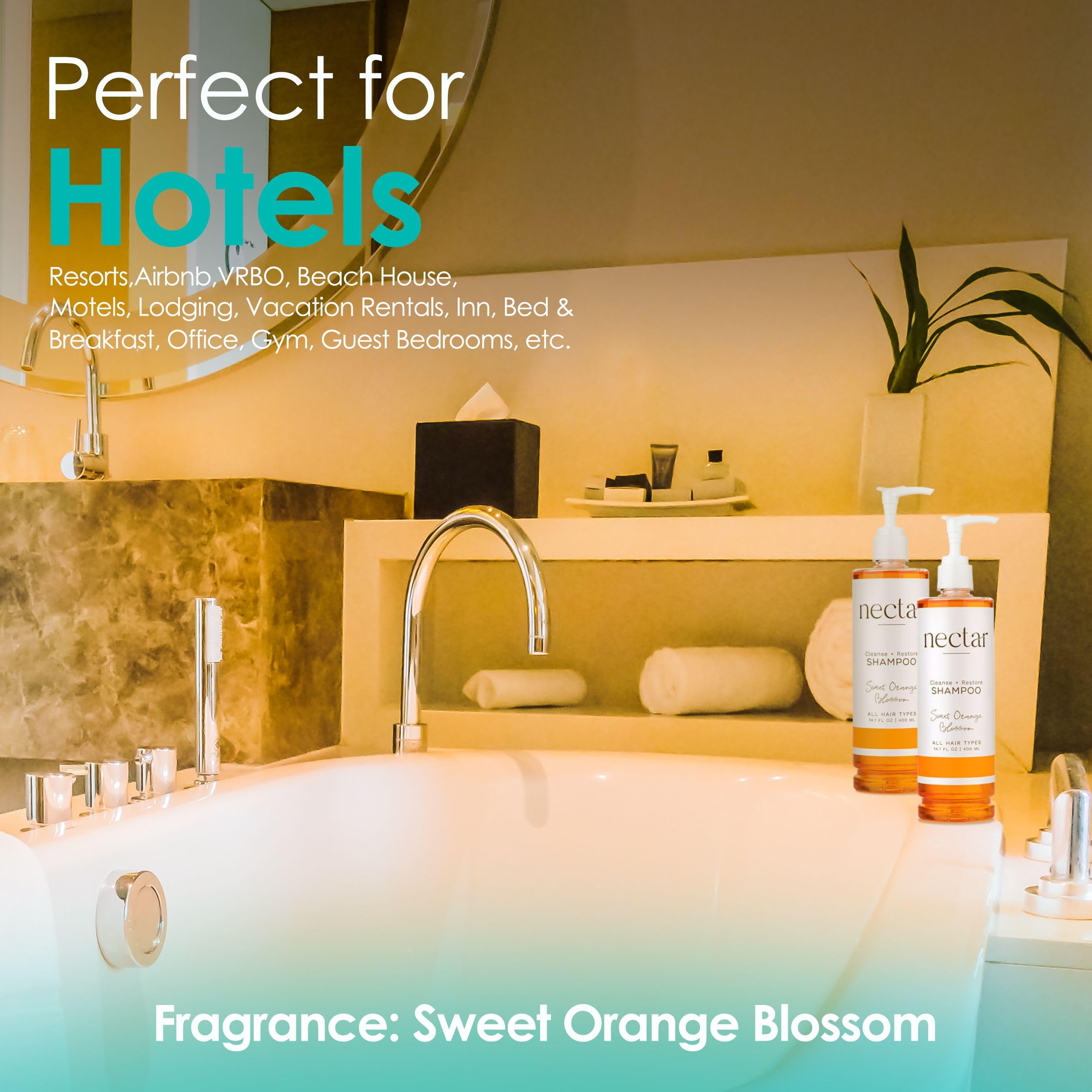 World Amenities Nectar Pump Bottle Hair Shampoo – Orange Blossom Balancing with Vitamins
