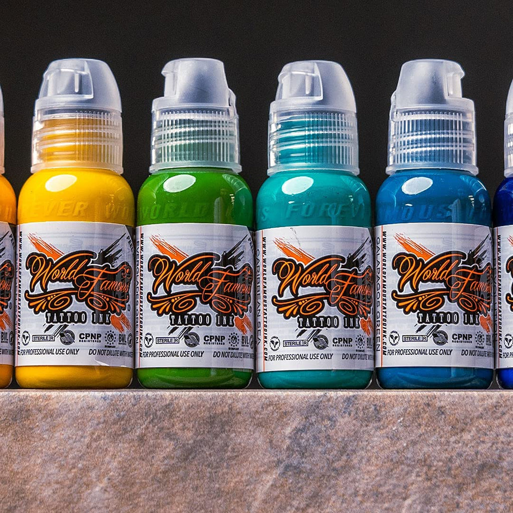 World Famous Tattoo Ink - 12 Primary Color Kit #3 (1 oz each) with White Ink