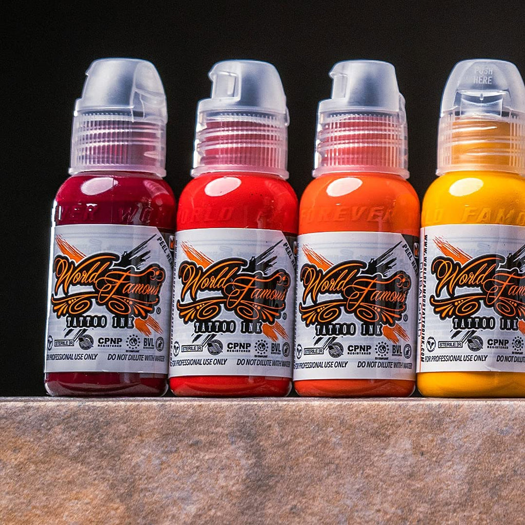 World Famous Tattoo Ink - 12 Primary Color Kit #3 (1 oz each) with White Ink
